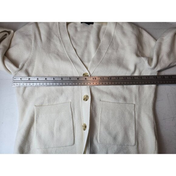 J.Crew Womens Cream V-Neck Cardigan Sweater Cotton Wool Front Pockets - Picture 4 of 8